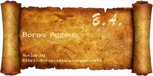 Boros Aggeus névjegykártya